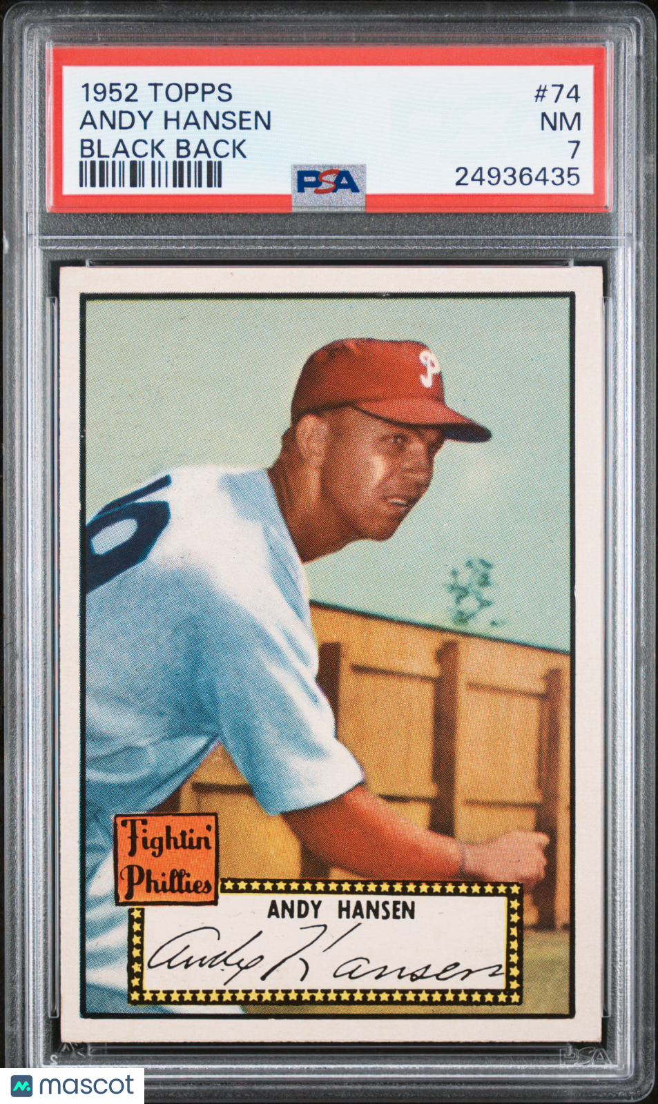 1952 Topps Andy Hansen #74 Black Back PSA 7