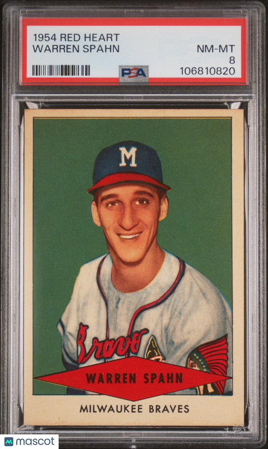 1954 Red Heart Warren Spahn PSA 8