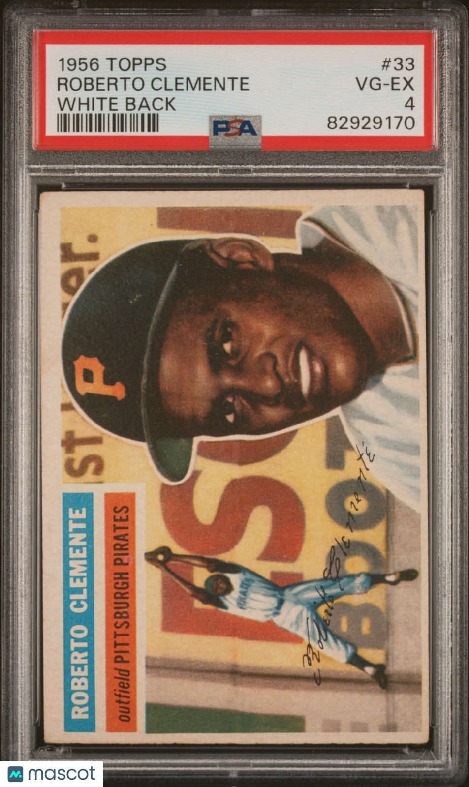 1956 Topps Roberto Clemente #33 White Back PSA 4