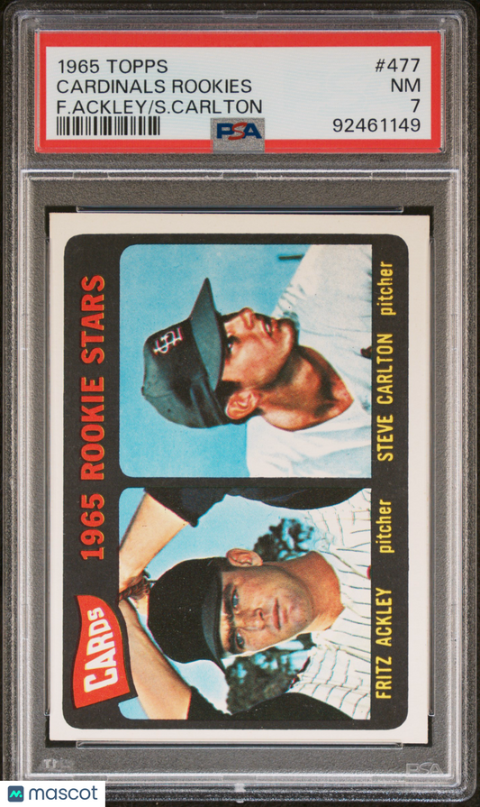1965 Topps Cardinals Rookies #477 F. Ackley S. Carlton PSA 7