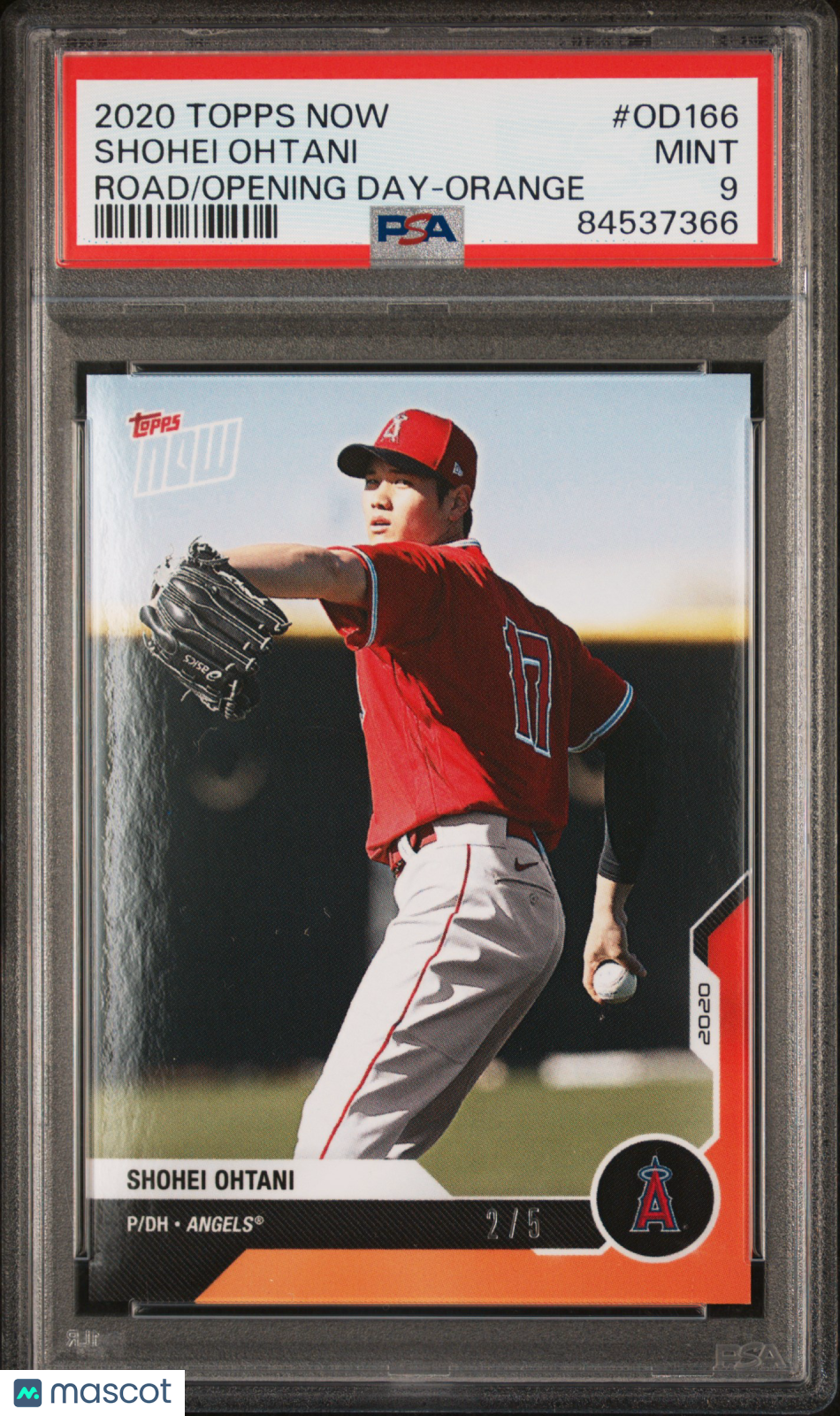 2020 Topps Now Road To Opening Day Shohei Ohtani #OD166 Orange PSA 9 2/5