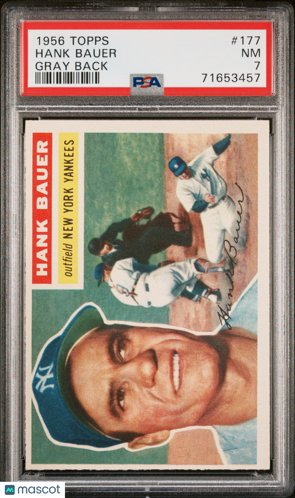 1956 Topps Hank Bauer #177 Gray Back PSA 7