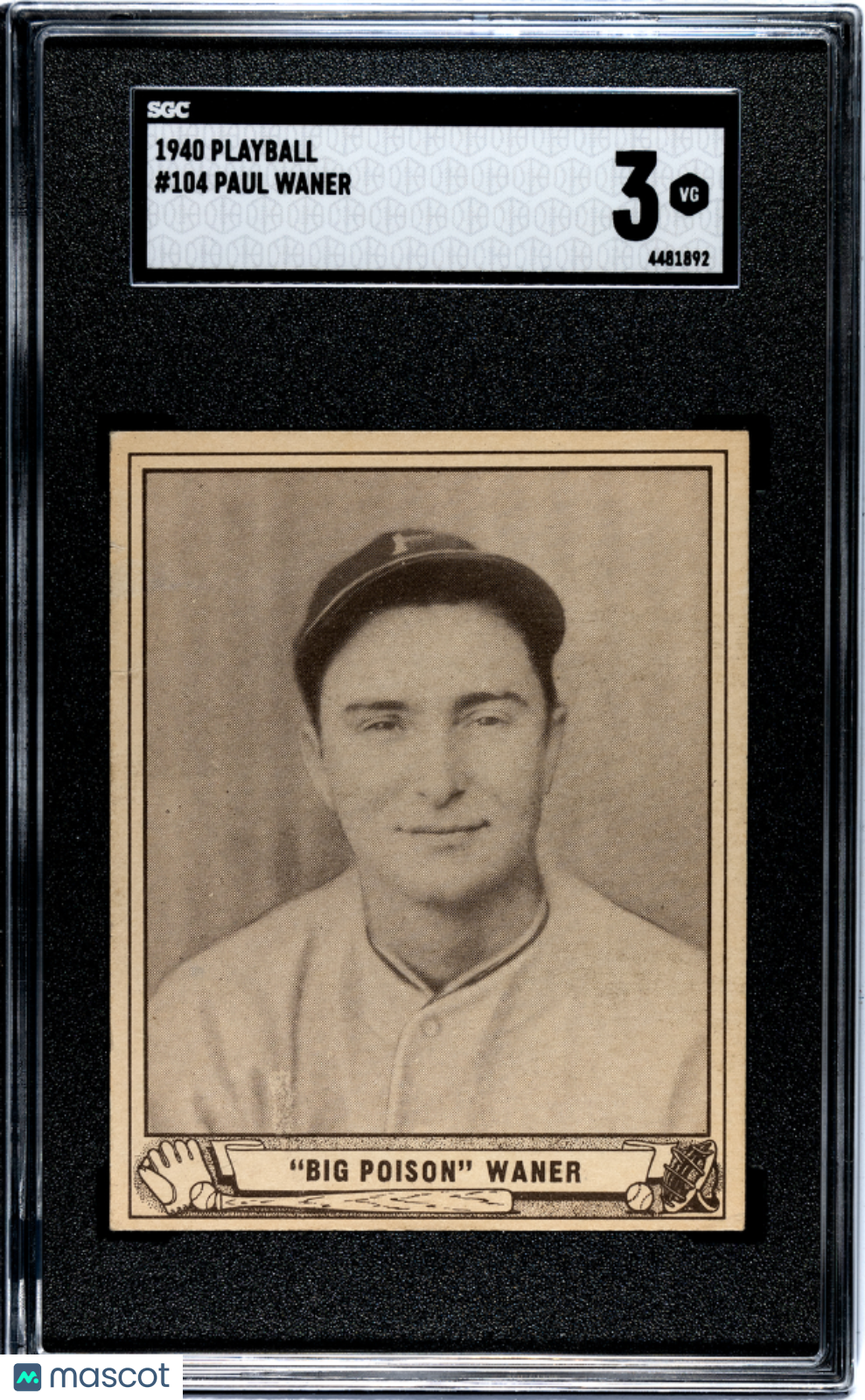 1940 Playball Paul Waner #104 SGC 3
