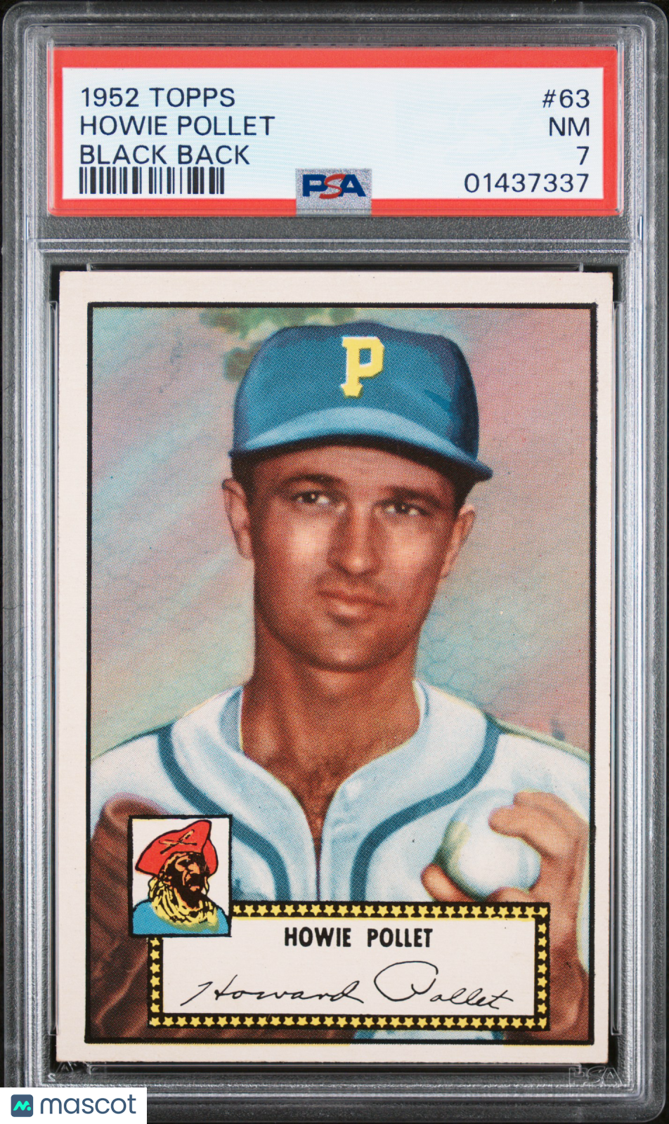 1952 Topps Howie Pollet #63 Black Back PSA 7