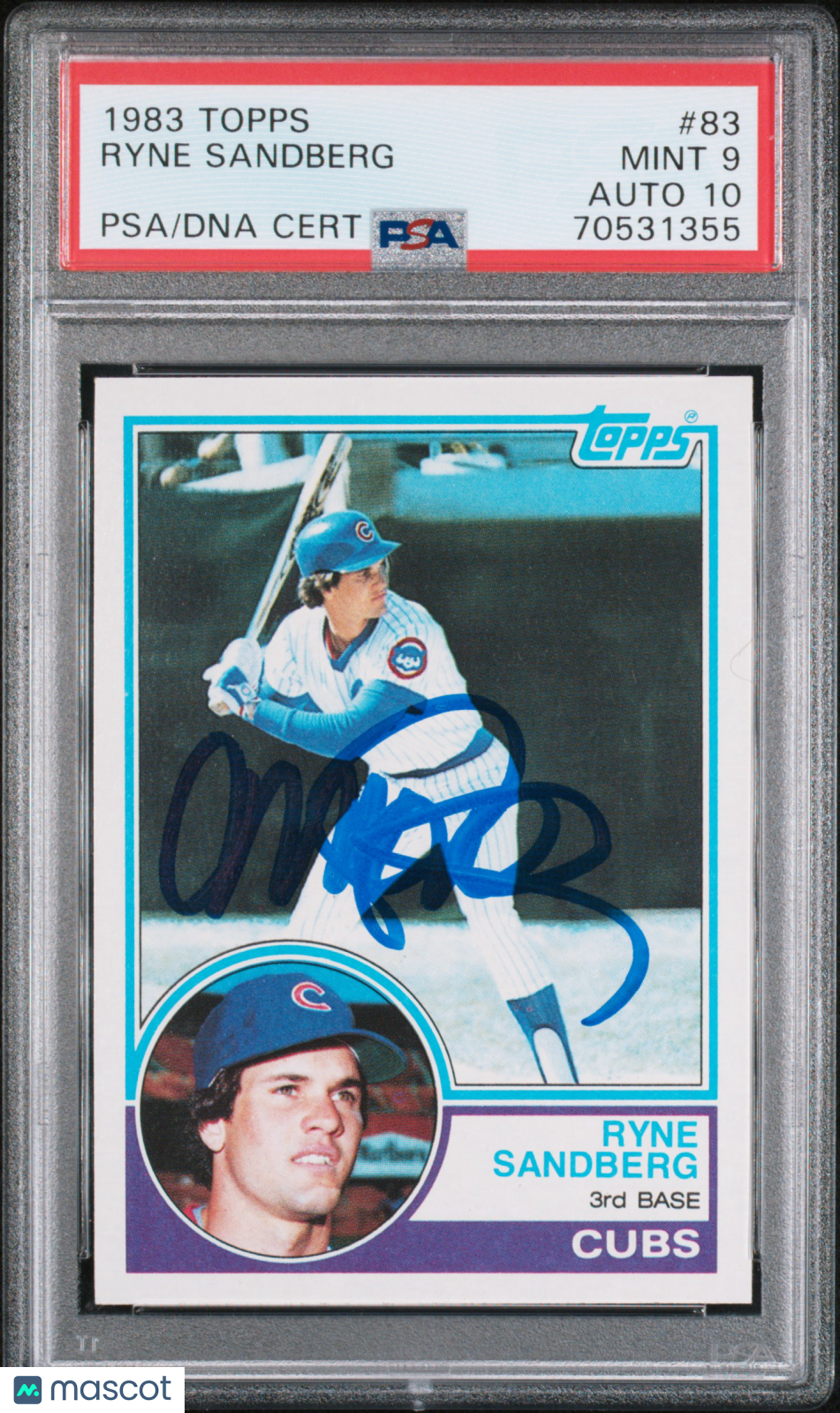 1983 Topps Ryne Sandberg #83 PSA 9 Auto 10