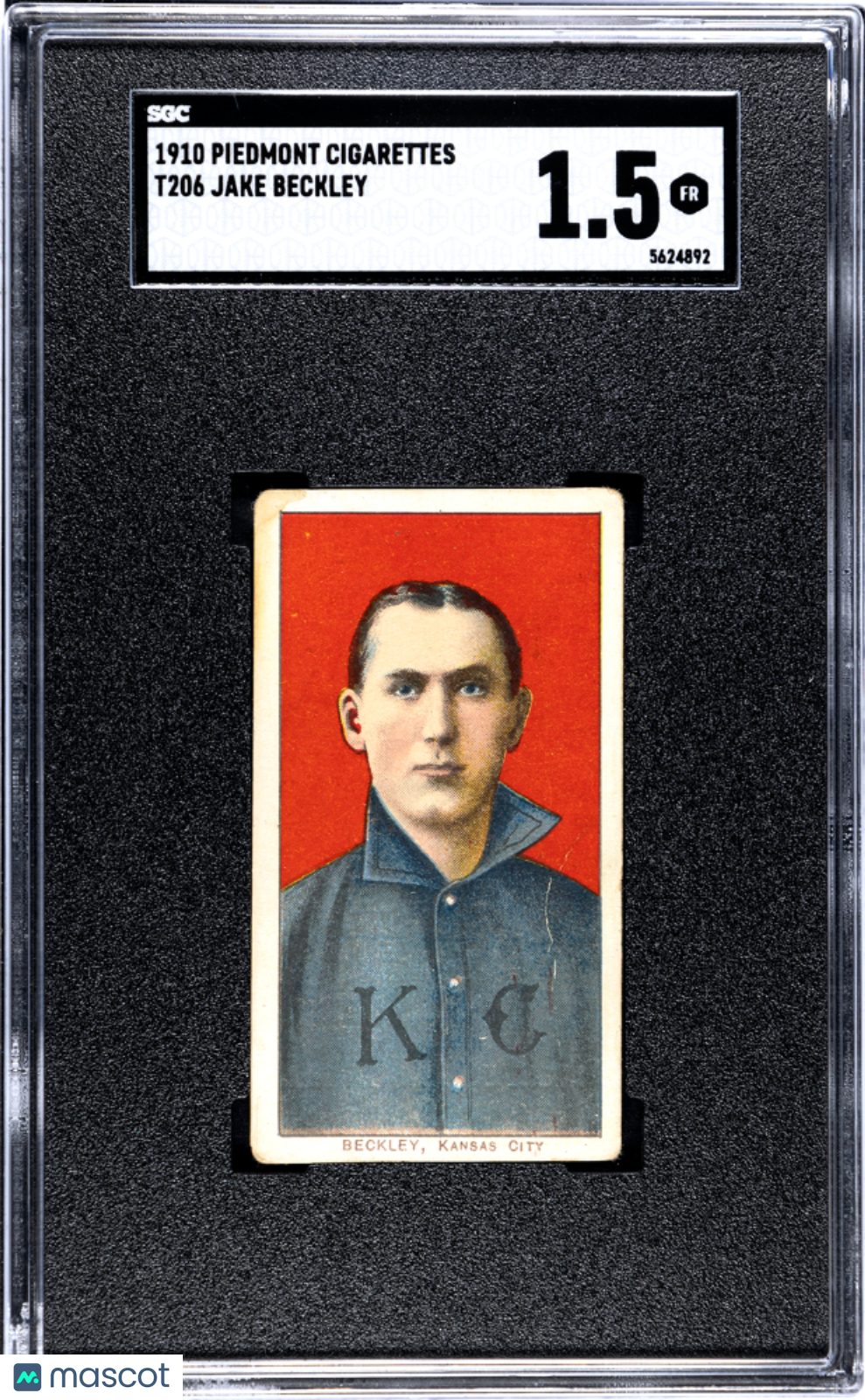 1910 Piedmont Cigarettes (T206) Jake Beckley SGC 1.5