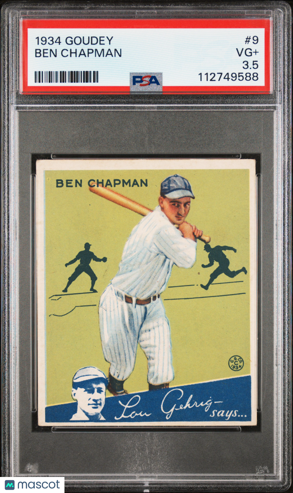 1934 Goudey Ben Chapman #9 PSA 3.5