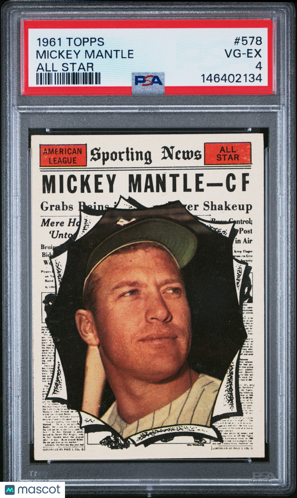 1961 Topps Mickey Mantle #578 All Star PSA 4