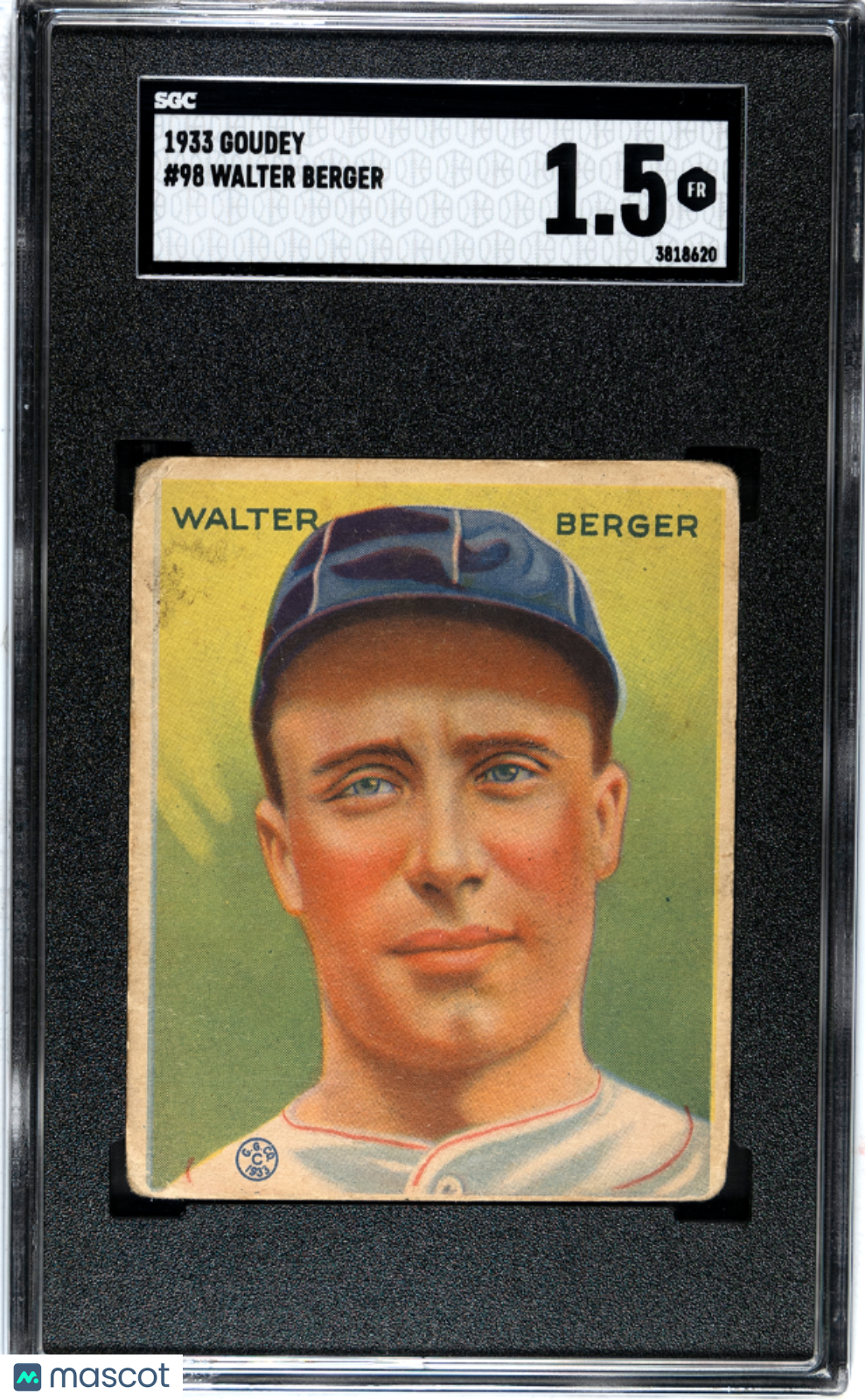 1933 Goudey Walter Berger #98 SGC 1.5