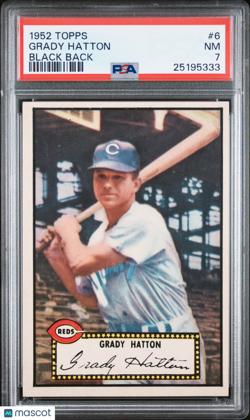 1952 Topps Grady Hatton #6 Black Back PSA 7