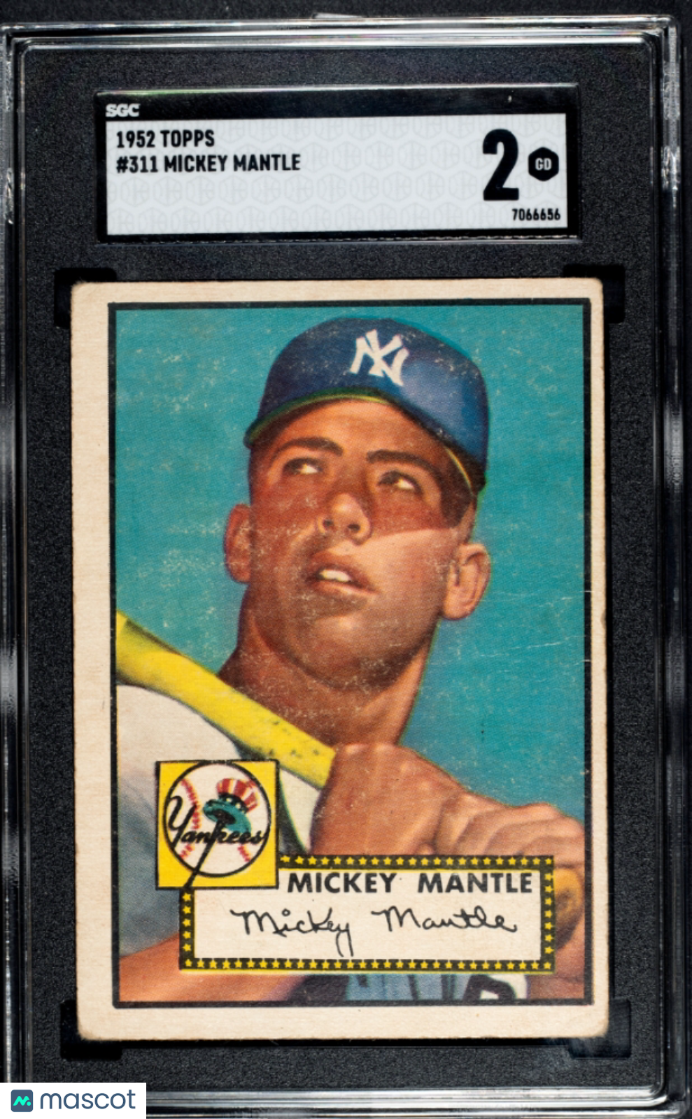 1952 Topps Mickey Mantle #311 SGC 2