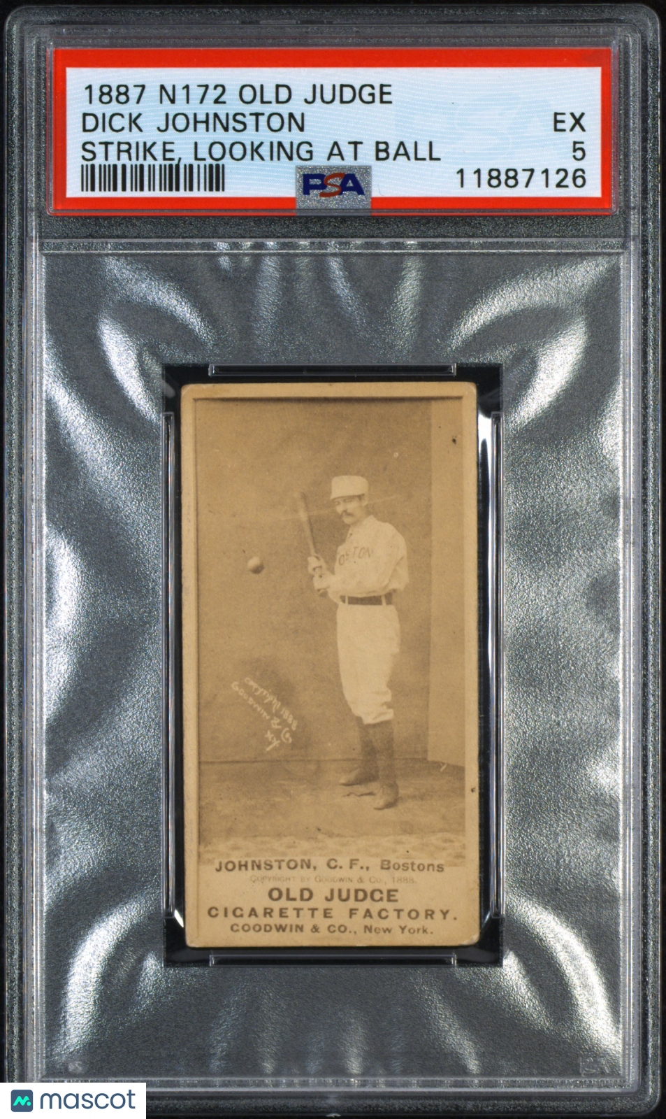 1887 N172 Old Judge Dick Johnston Strike, Looking At Ball PSA 5