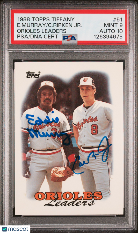 1988 Topps Tiffany Orioles Leaders #51 Orioles Leaders PSA 9 Auto 10