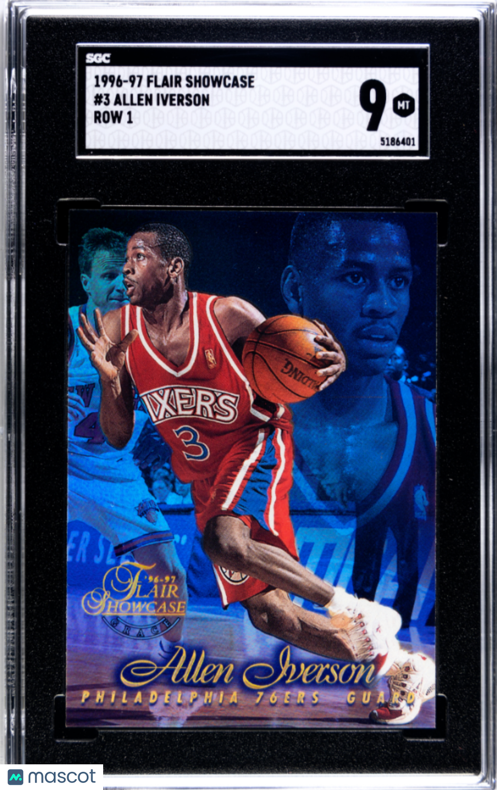 1996 Flair Showcase Allen Iverson #3 Row SGC 9
