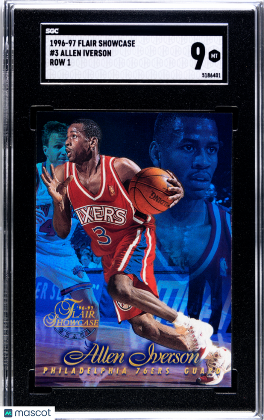 1996 Flair Showcase Allen Iverson #3 Row SGC 9