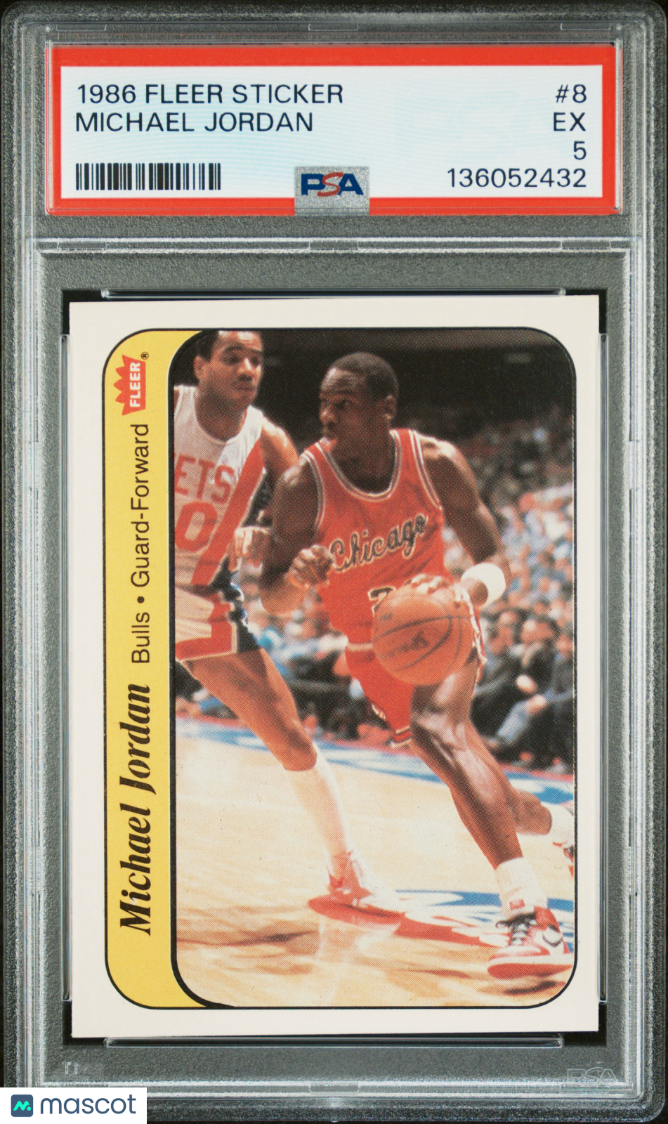 1986 Fleer Sticker Michael Jordan #8 PSA 5
