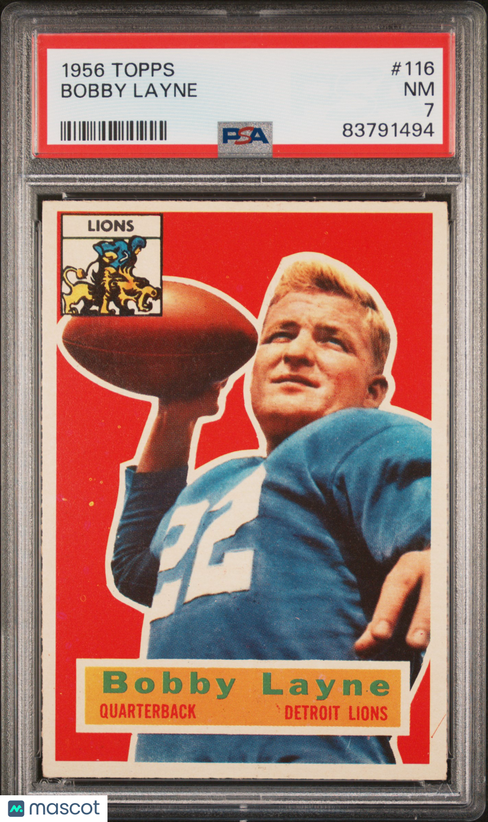 1956 Topps Bobby Layne #116 PSA 7