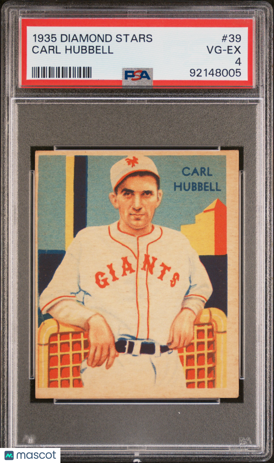 1935 Diamond Stars Carl Hubbell #39 PSA 4