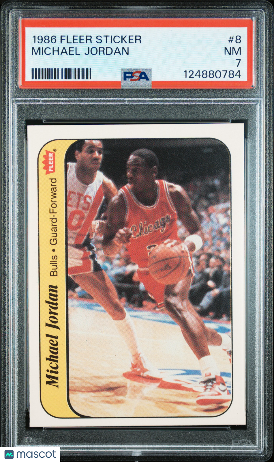 1986 Fleer Sticker Michael Jordan #8 PSA 7