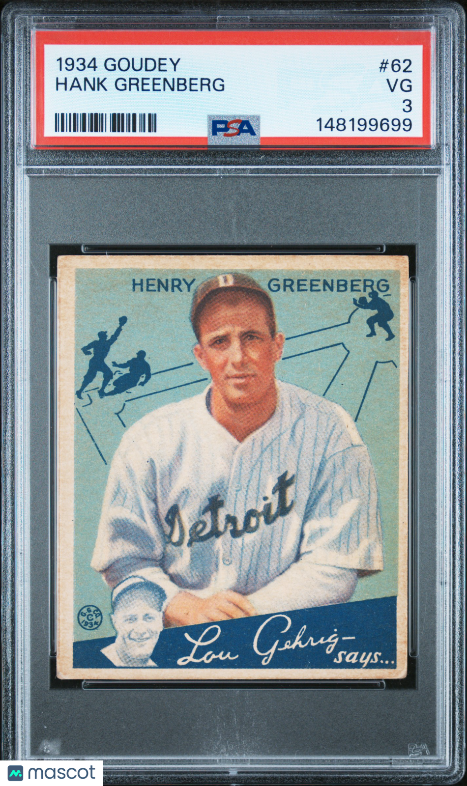 1934 Goudey Hank Greenberg #62 PSA 3