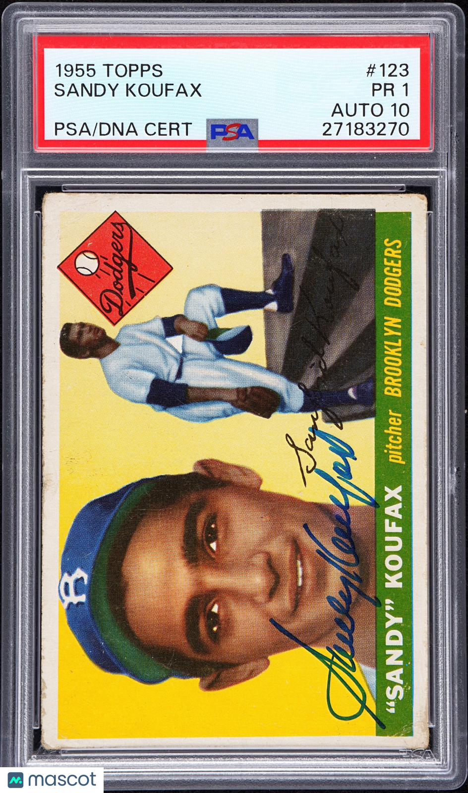 1955 Topps Sandy Koufax #123 PSA 1 Auto 10