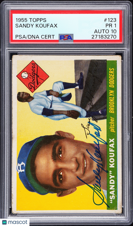 1955 Topps Sandy Koufax #123 PSA 1 Auto 10