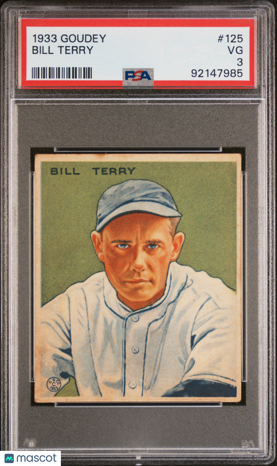 1933 Goudey Bill Terry #125 PSA 3