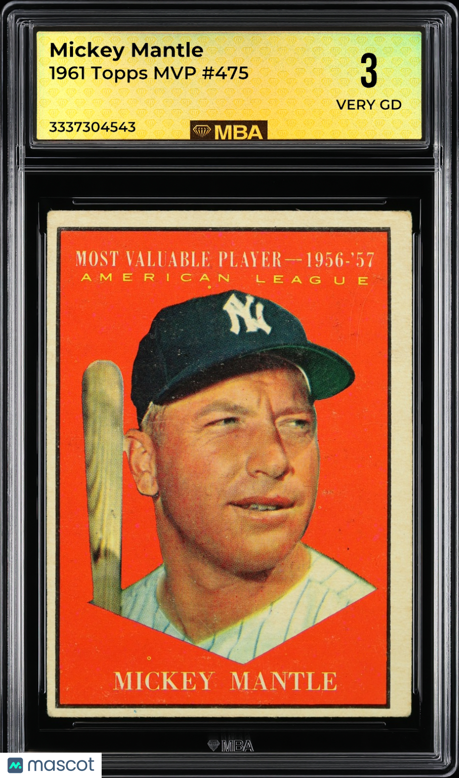 1961 Topps Mickey Mantle #475 MVP MBA 3