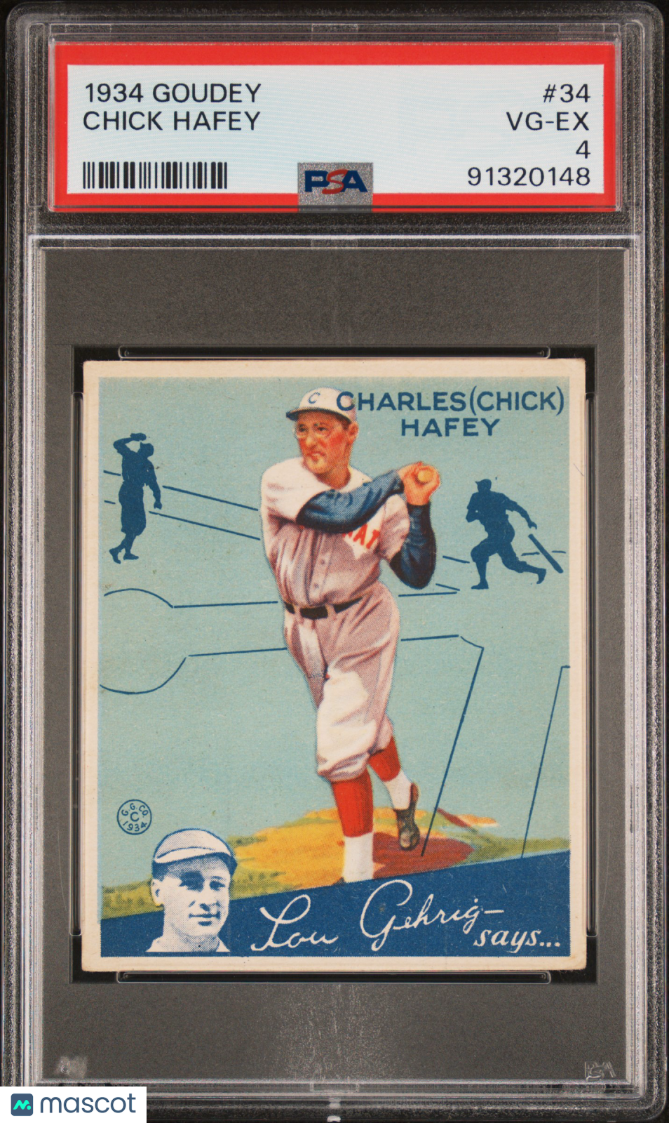 1934 Goudey Chick Hafey #34 PSA 4