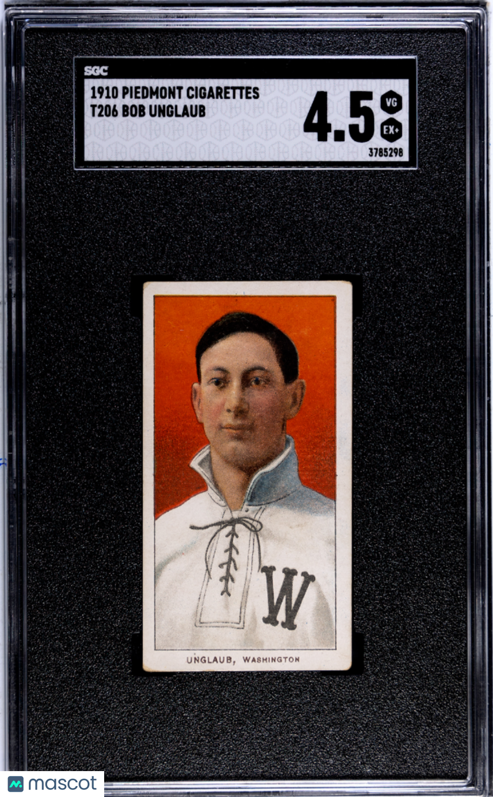 1910 Piedmont Cigarettes (T206) Bob Unglaub SGC 4.5