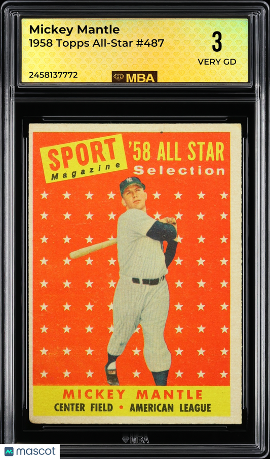 1958 Topps Mickey Mantle #487 All-Star MBA 3