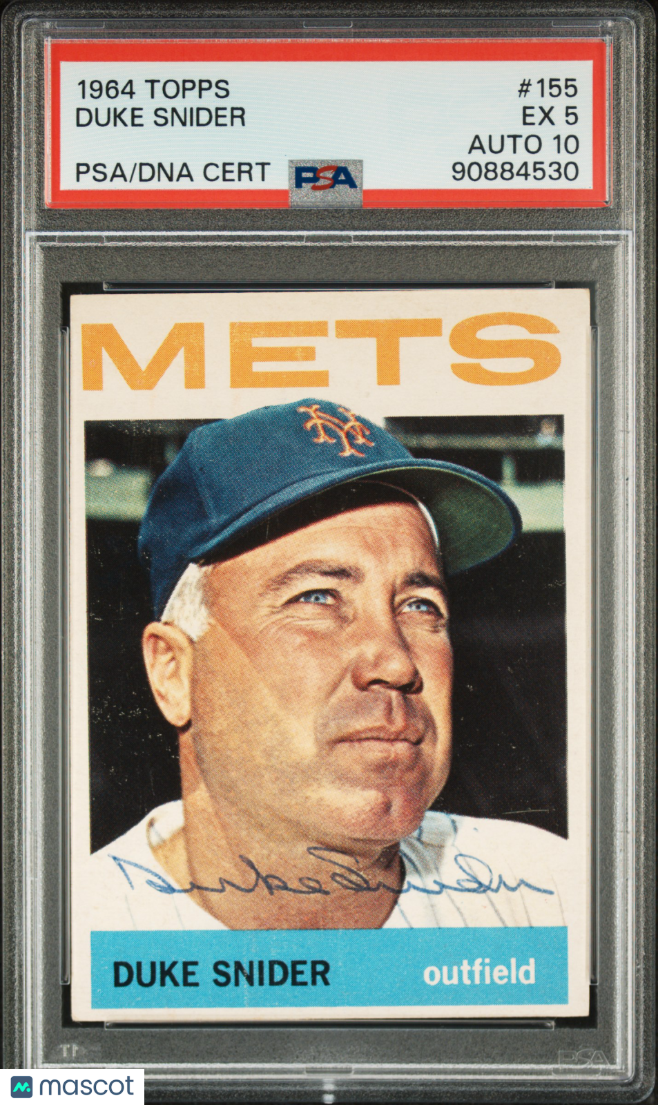 1964 Topps Duke Snider #155 PSA 5 Auto 10