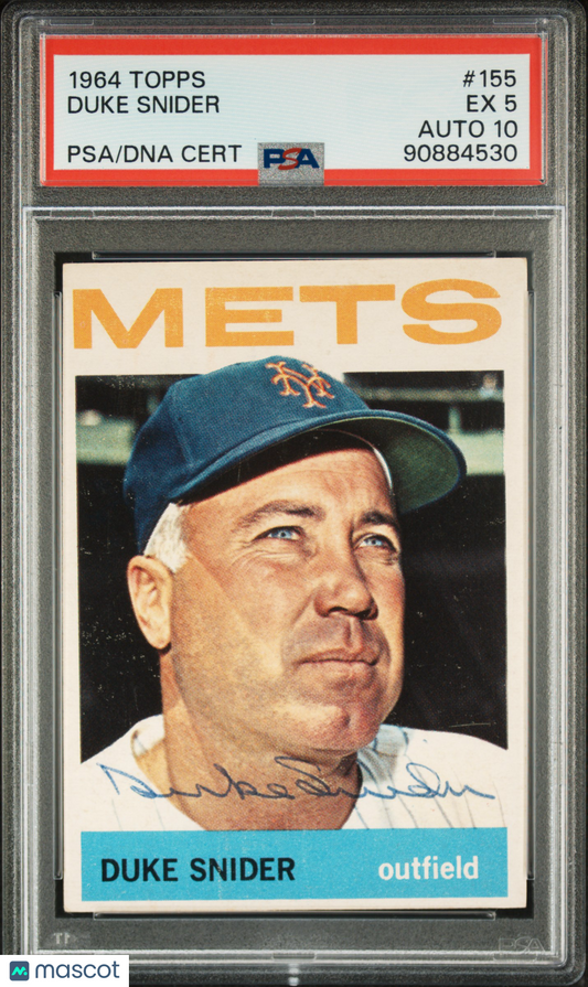 1964 Topps Duke Snider #155 PSA 5 Auto 10