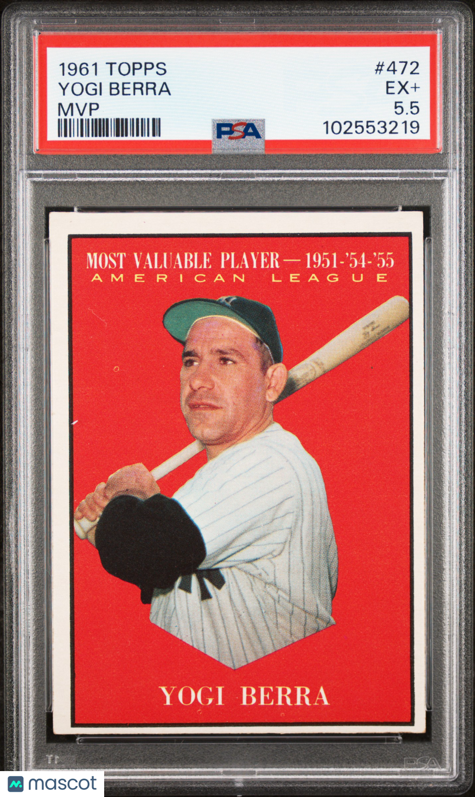 1961 Topps Yogi Berra #472 MVP PSA 5.5