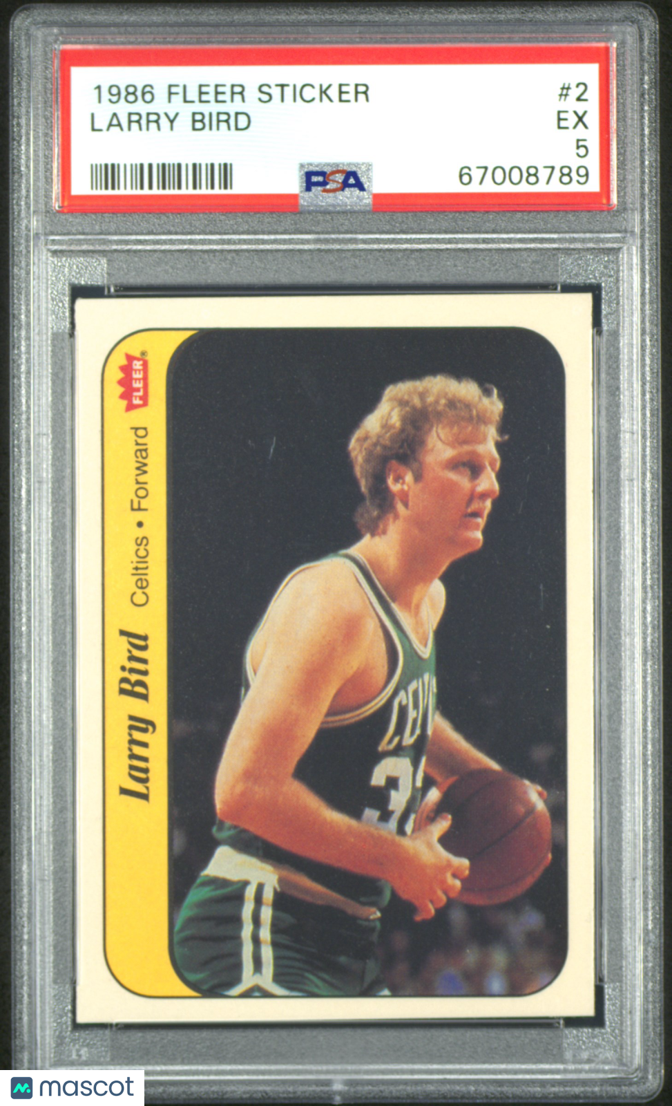 1986 Fleer Sticker Larry Bird #2 PSA 5