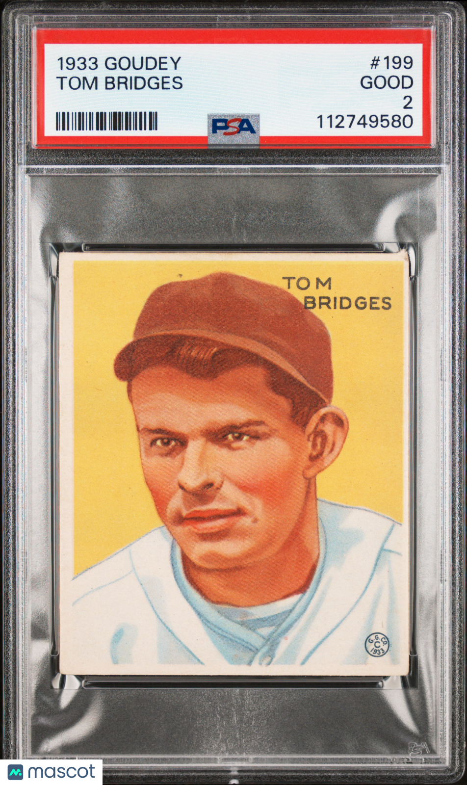 1933 Goudey Tom Bridges #199 PSA 2
