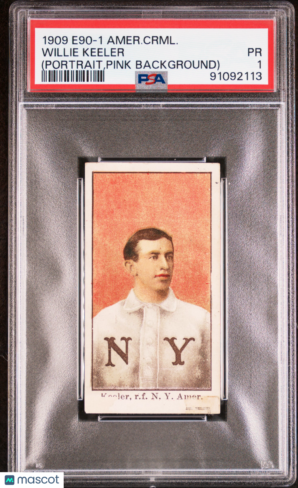 1909 E90-1 American Caramel Willie Keeler (Portrait,Pink Background) PSA 1