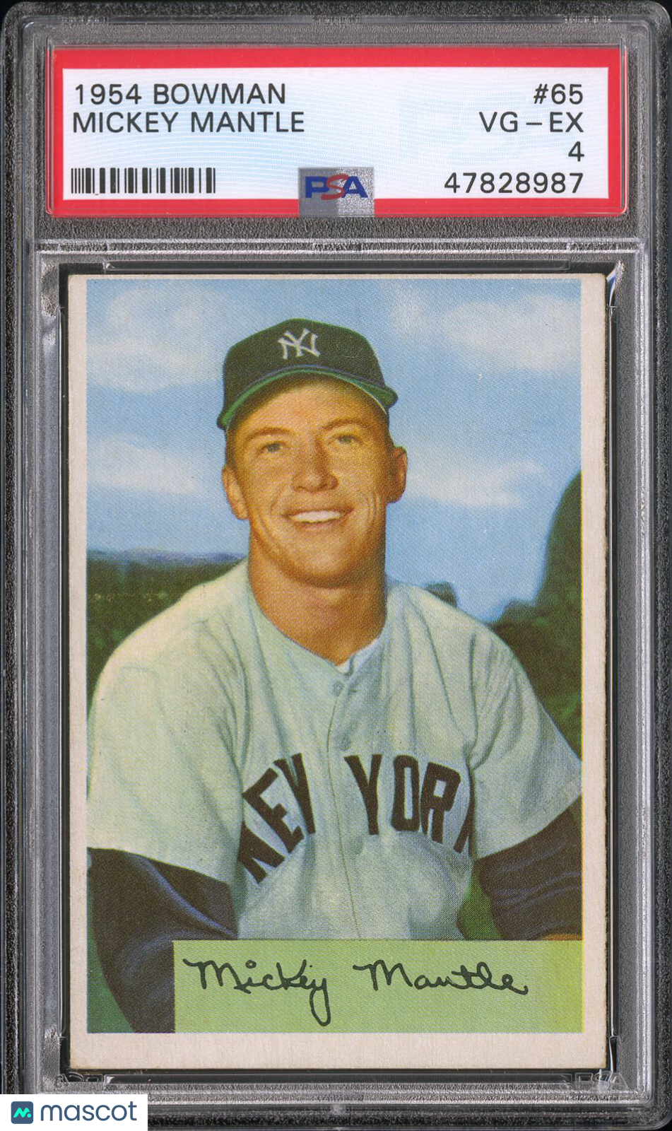 1954 Bowman Mickey Mantle #65 PSA 4