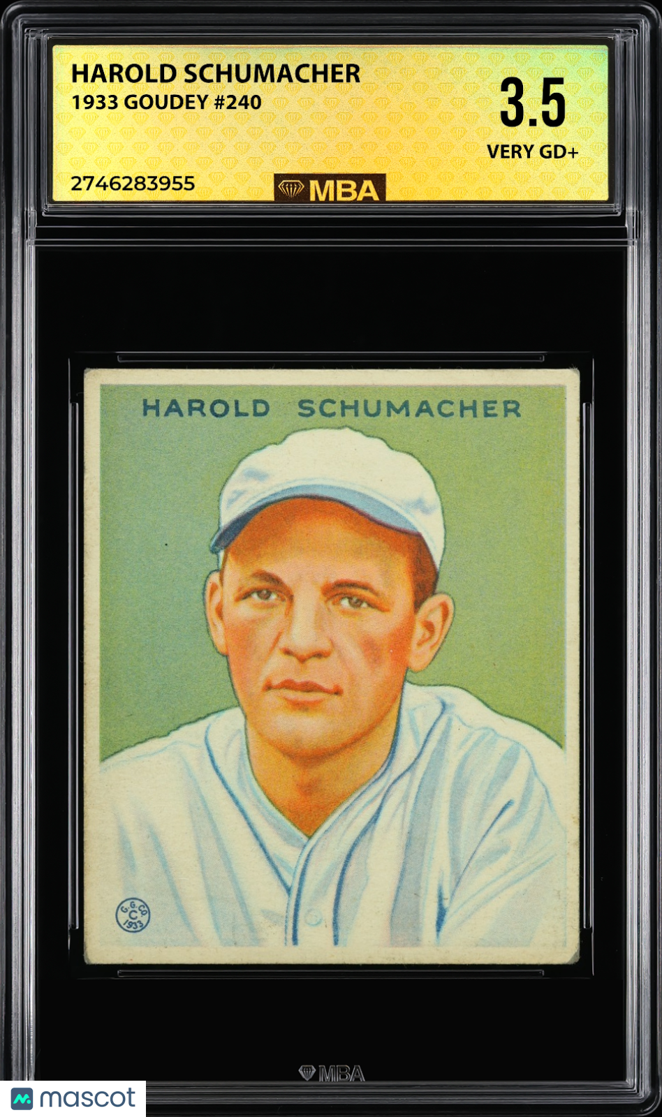 1933 Goudey Harold Schumacher #240 MBA 3.5