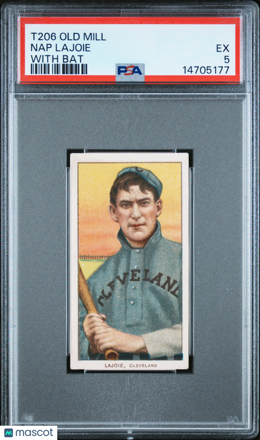1909-11 T206 Old Mill Nap Lajoie With Bat PSA 5