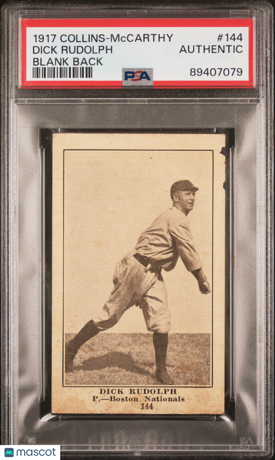 1917 Collins-Mccarthy Dick Rudolph #144 Blank Back PSA A