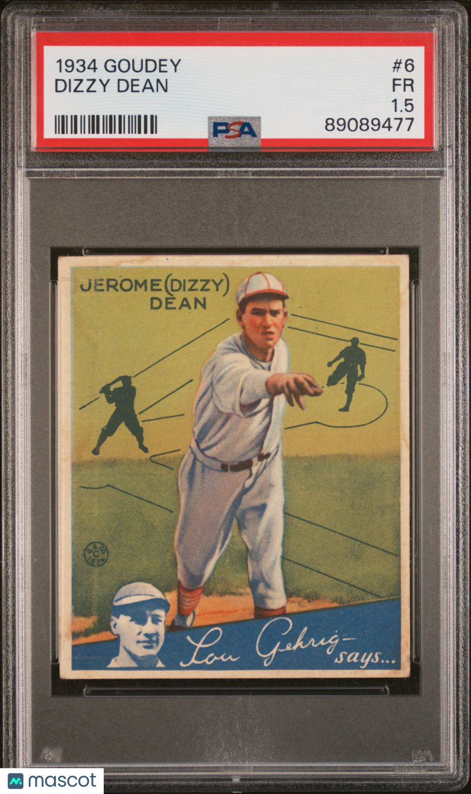 1934 Goudey Dizzy Dean #6 PSA 1.5