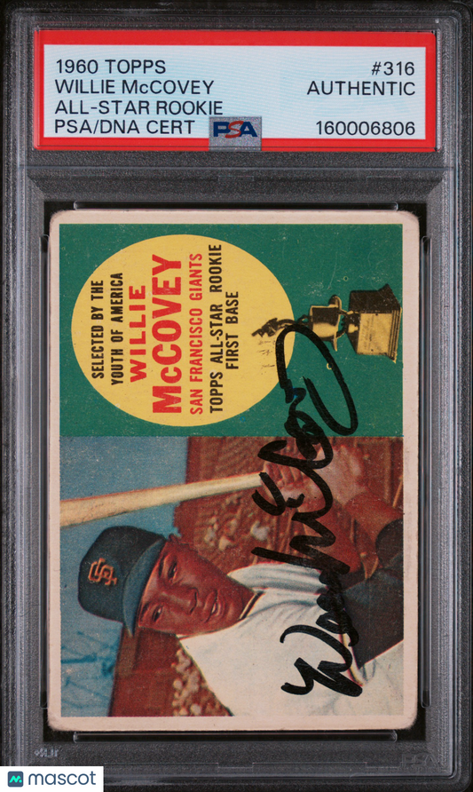 1960 Topps Willie Mccovey #316 All Star Rookie PSA A Auto A
