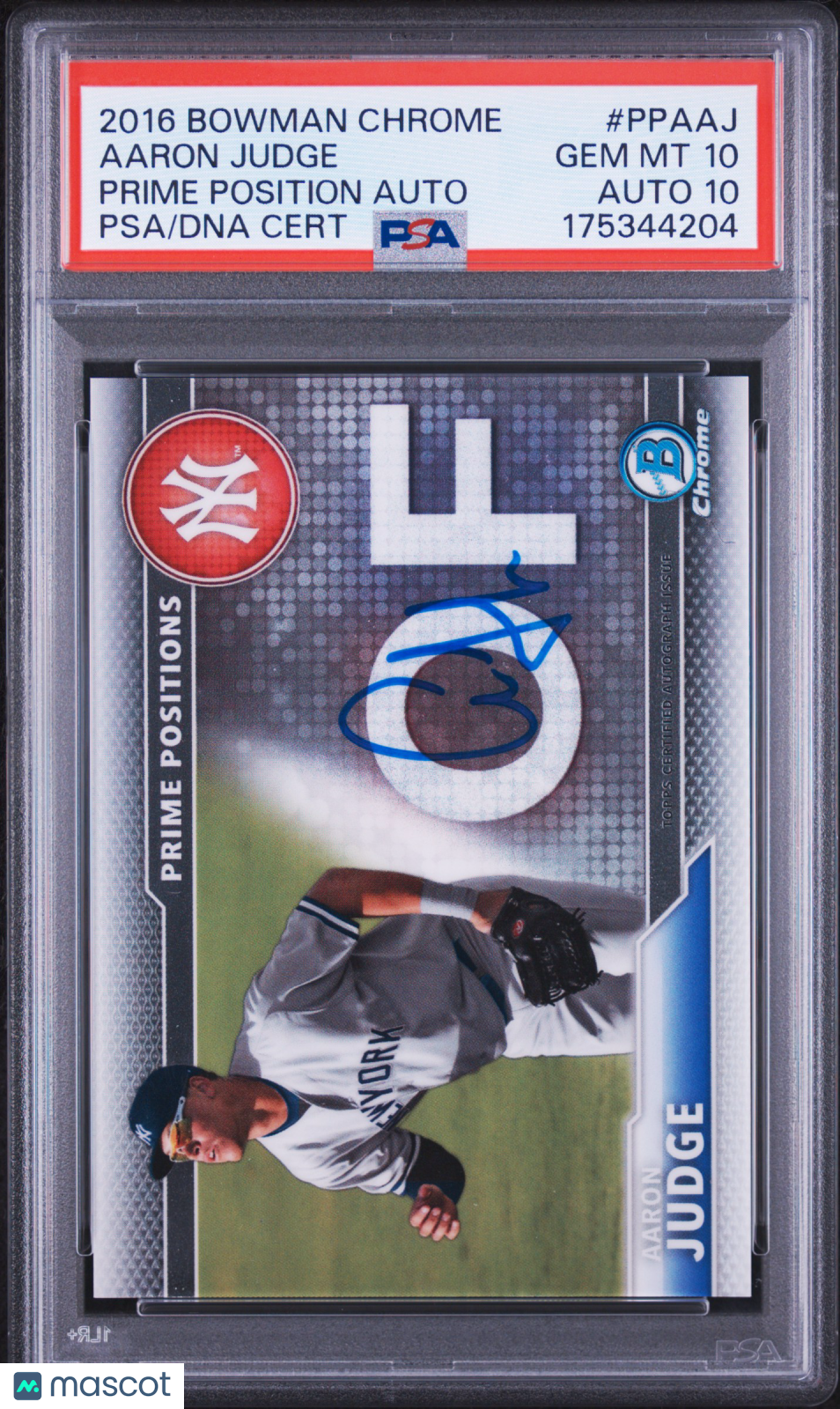 2016 Bowman Chrome Prime Position Autographs Aaron Judge #PPAAJ PSA 10 Auto 10