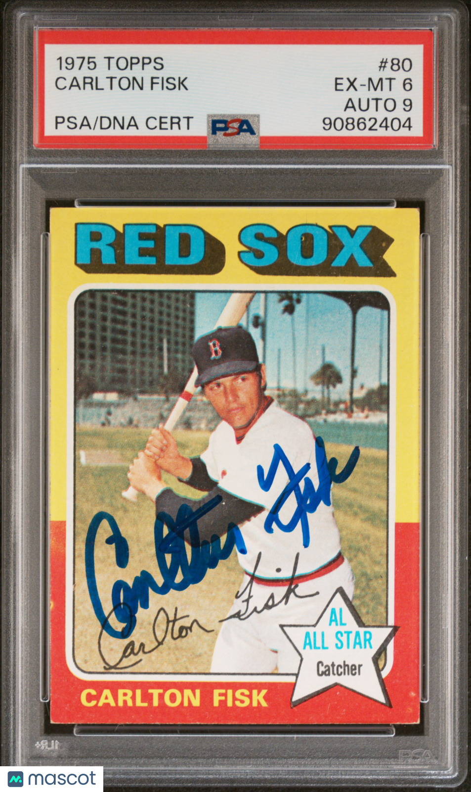 1975 Topps Carlton Fisk #80 PSA 6 Auto 9