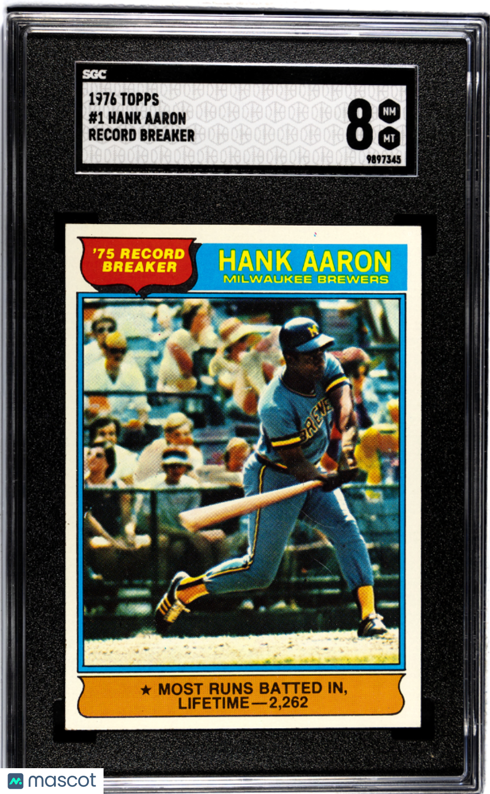 1976 Topps Hank Aaron #1 Record Breaker SGC 8