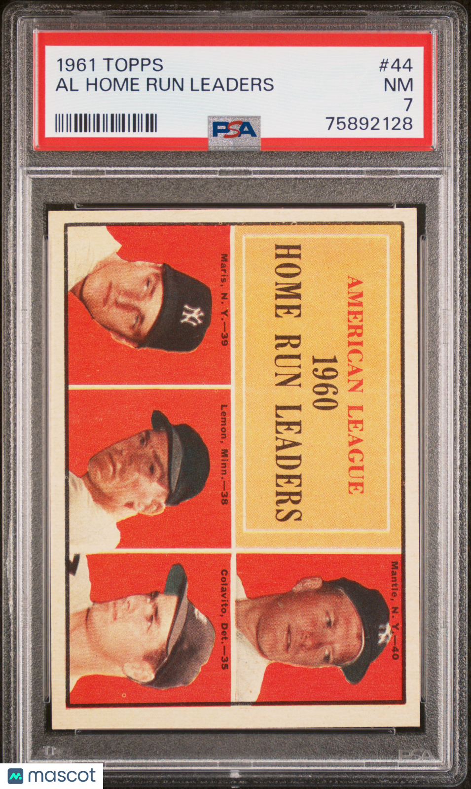 1961 Topps Al Home Run Leaders #44 PSA 7