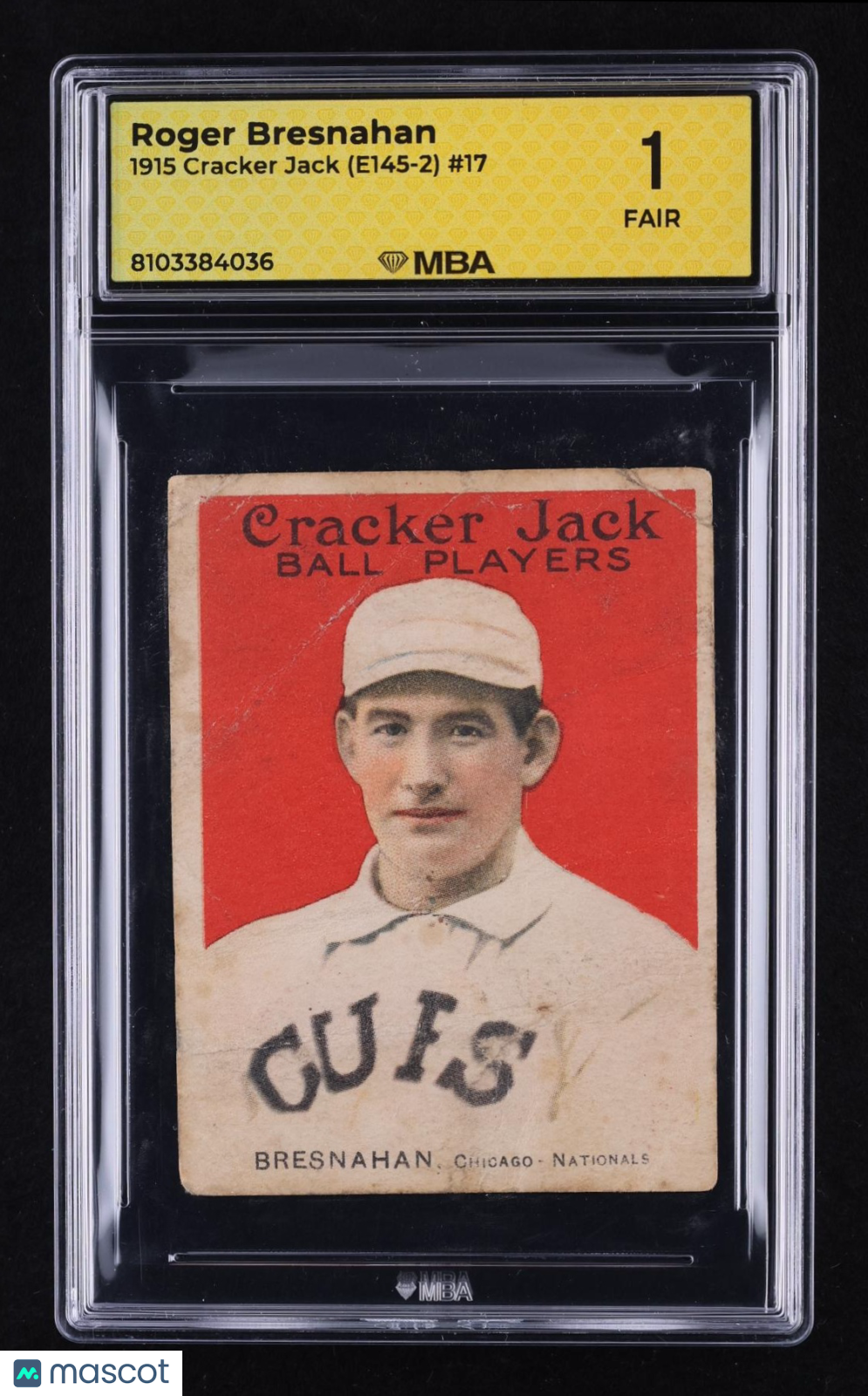 1915 Cracker Jack (E145-2) Roger Bresnahan #17 MBA 1