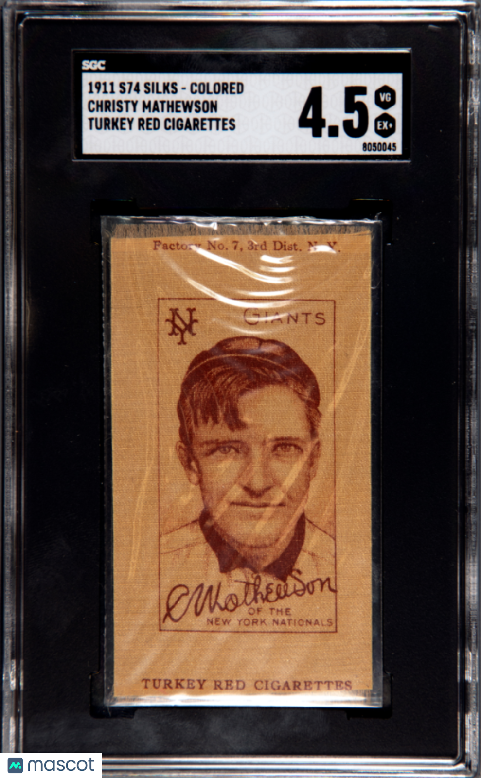 1911 S74 Silks - Colored Christy Mathewson Turkey Cigarettes SGC 4.5