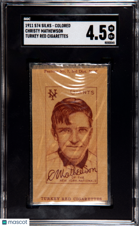 1911 S74 Silks - Colored Christy Mathewson Turkey Cigarettes SGC 4.5